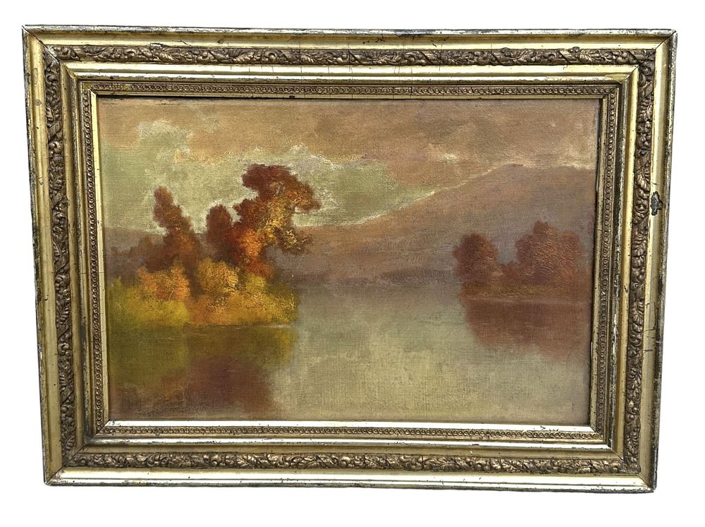 Lot 177: 19th c HUDSON RIVER SCHOOL OIL ON CANVAS