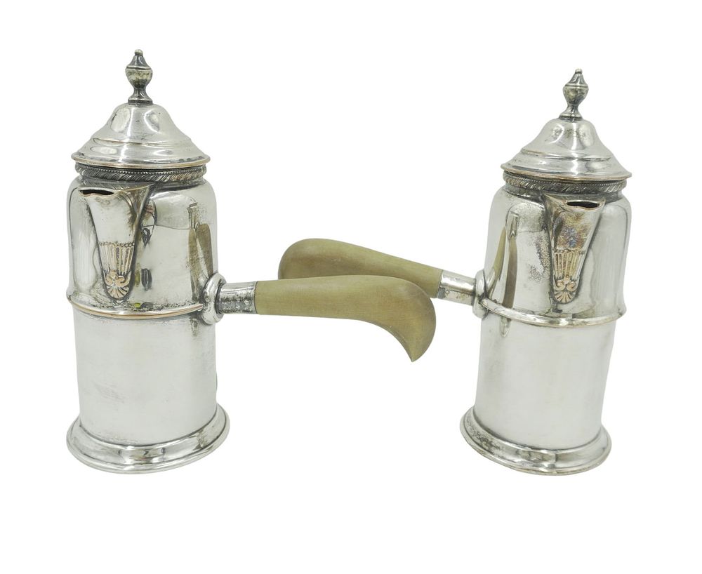 Lot 200: PAIR ANTIQUE ENGLISH CHOCOLATE POTS