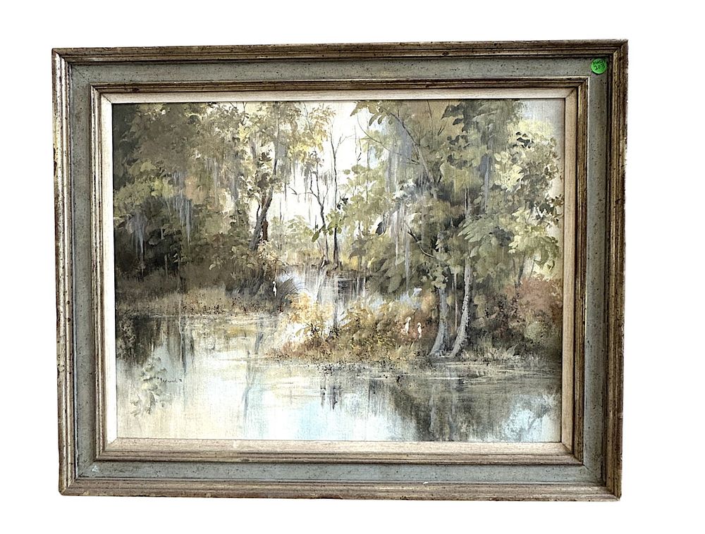 Lot 203: MARY BERTRAND LOUISIANA BAYOU OIL ON CANVAS