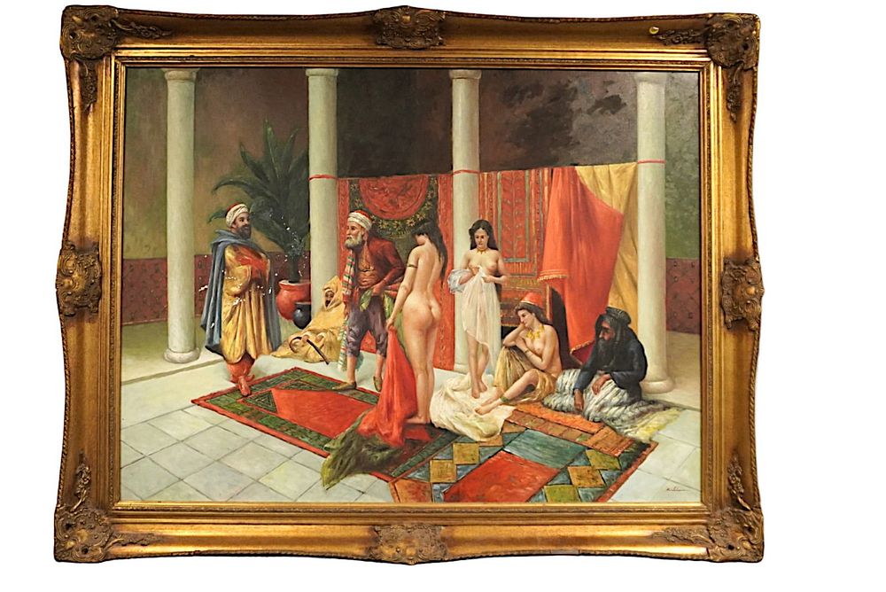 Lot 241: LARGE ORIENTALIST PAINTING FRAMED SIGNED