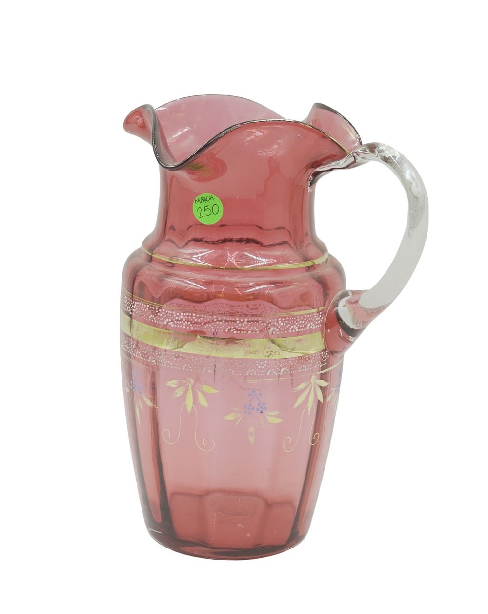 Lot 250: VICTORIAN RUBY GILT GLASS PITCHER