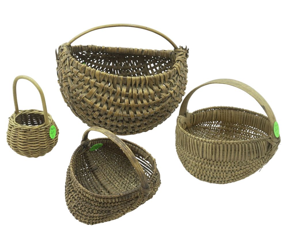 Lot 260: 5 ANTIQUE AMERICAN SPLINT + WILLOW BASKETS
