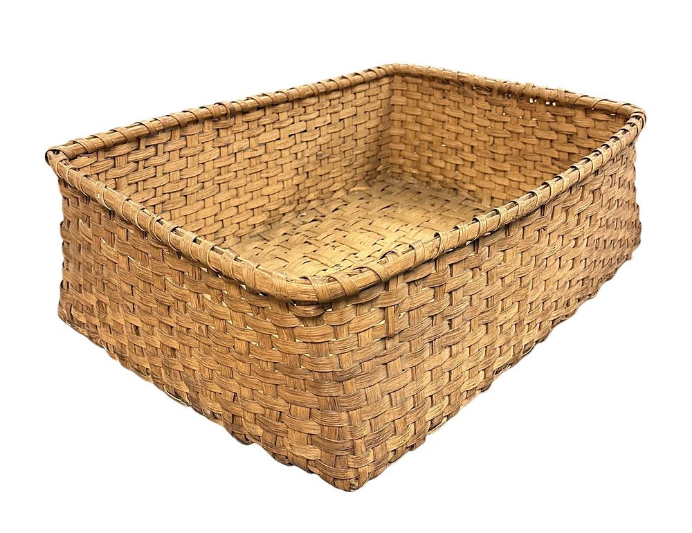 Lot 296: LARGE ANTIQUE AMERICAN OAK SPLINT BASKET