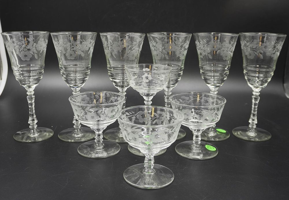 Lot 323: 10 pc ROCK SHARPE 1940s ELEGANT STEMWARE