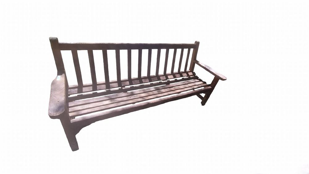 Lot 333: VINTAGE LONG TEAK BENCH