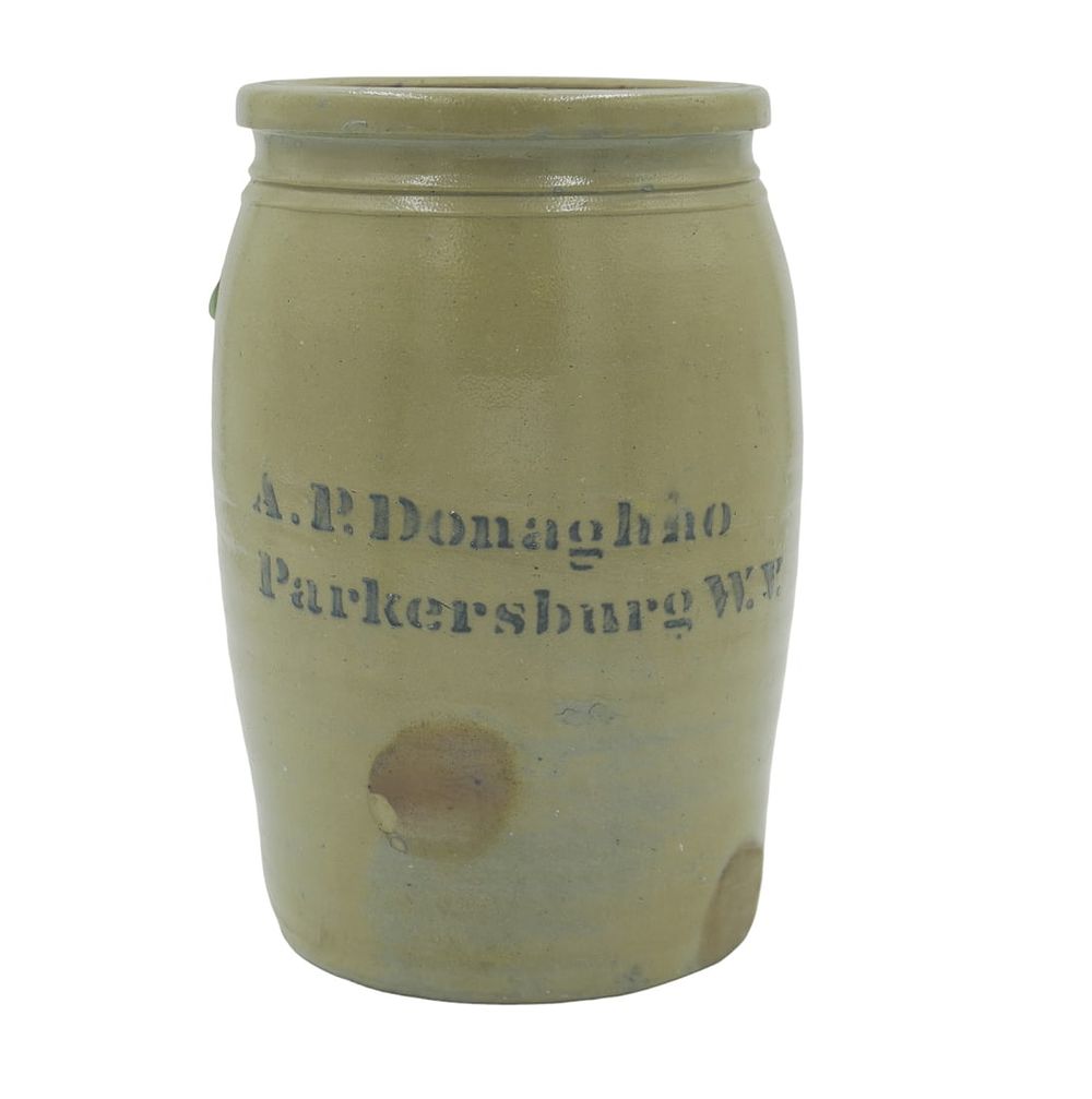 Lot 341: A. P. DONAGHHO / PARKERSBURG, W. VA STONEWARE JUG