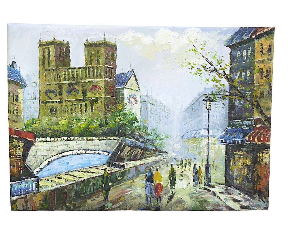 Lot 57: VINTAGE NOTRE DAME PARIS SPATULA PAINTING