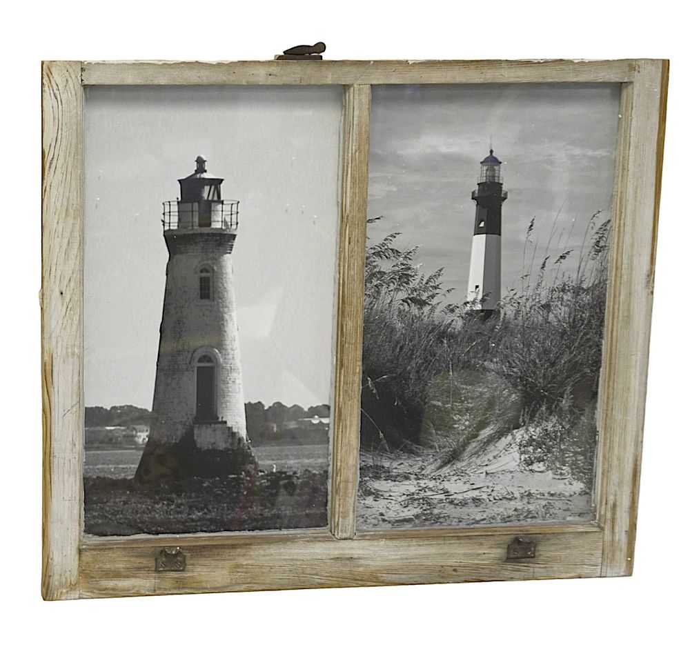 Lot 84: 2 JANE NEVILLE LOWCOUNTRY LIGHTHOUSE PHOTOS IN WINDOW FRAME