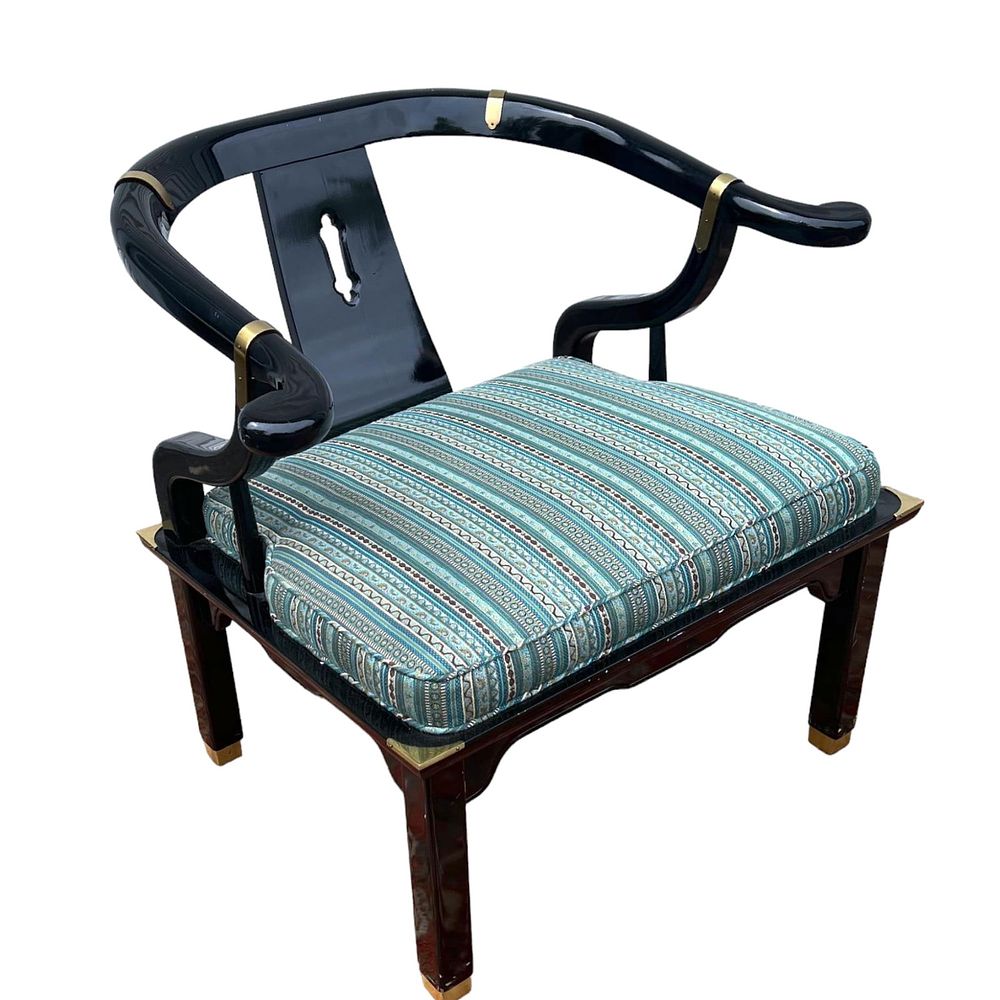 Lot 90: HOLLYWOOD REGENCY JAMES MONT STYLE LACQUER ARMCHAIR BY CENTURY