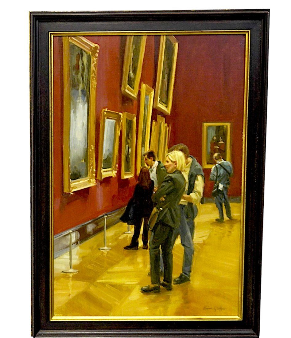 Lot 144: ELAINE COFFEE THE MAGIC OF THE LOUVRE OIL ON LINEN