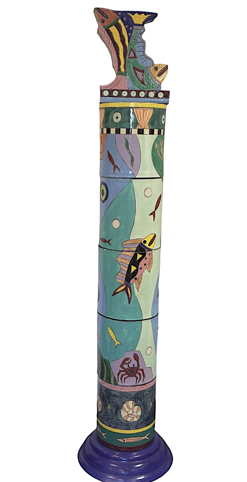 Lot 151: STEPHEN FLEITZ POTTERY WITH CERAMIC GLAZES TOTEM POLE