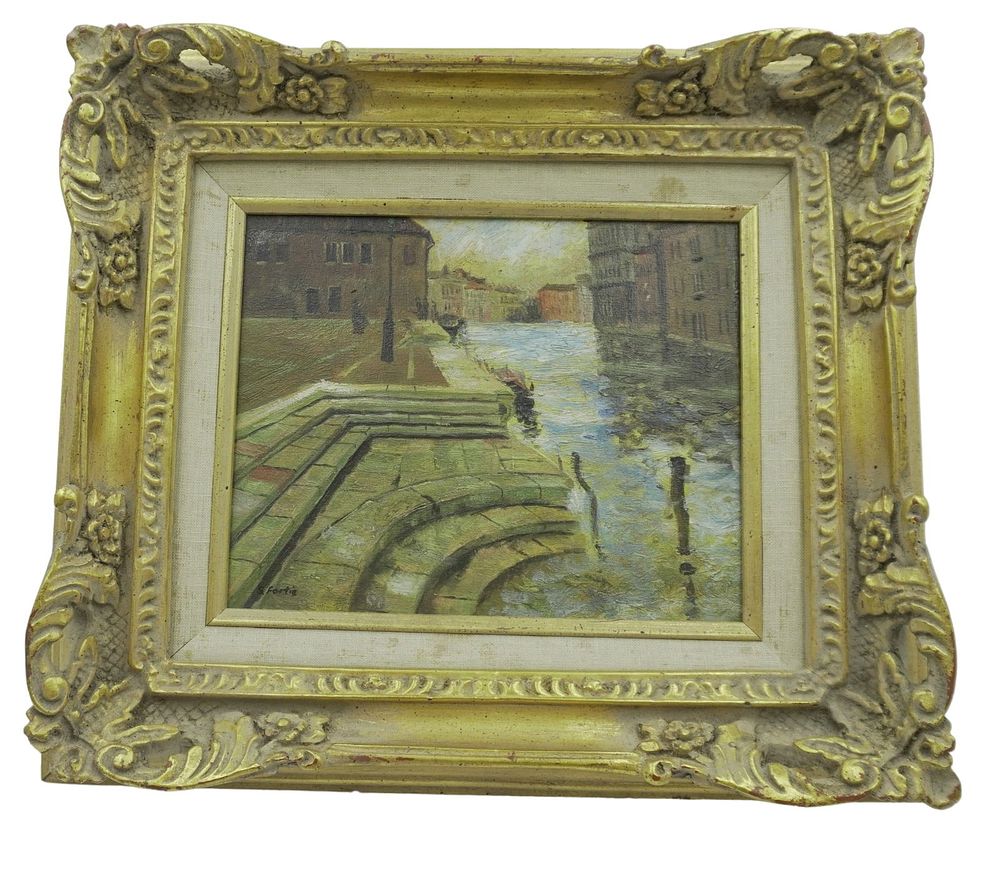 Lot 191: VINTAGE MID CENTURY VENICE OIL ON CANVAS