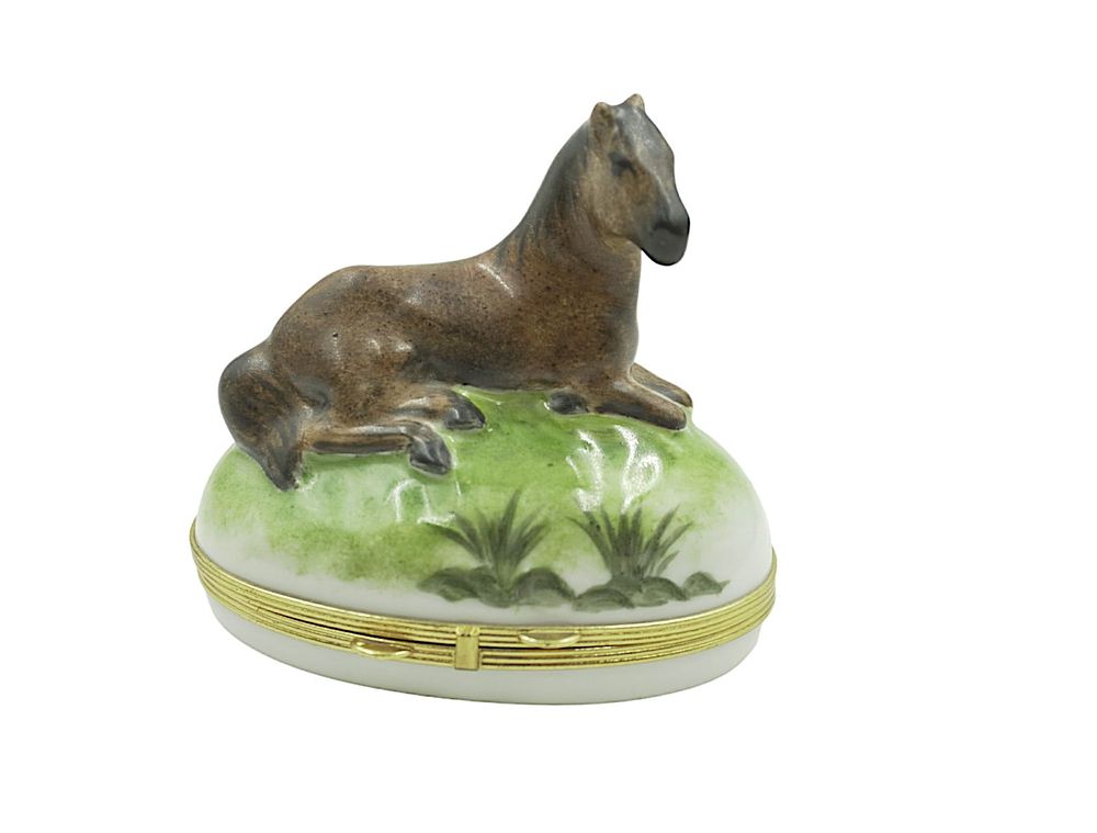 Lot 202: LAYING HORSE LIMOGES BOX