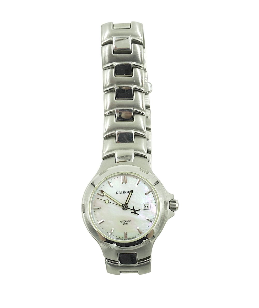 Lot 203: KRIEGER SWISS STAINLESS STEEL OCEANO WATCH