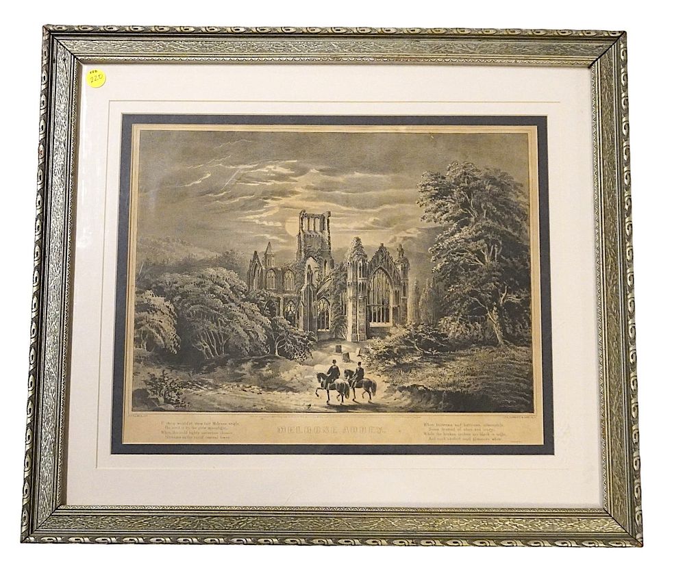 Lot 220: ANTIQUE MELROSE ABBEY LITHOGRAPH