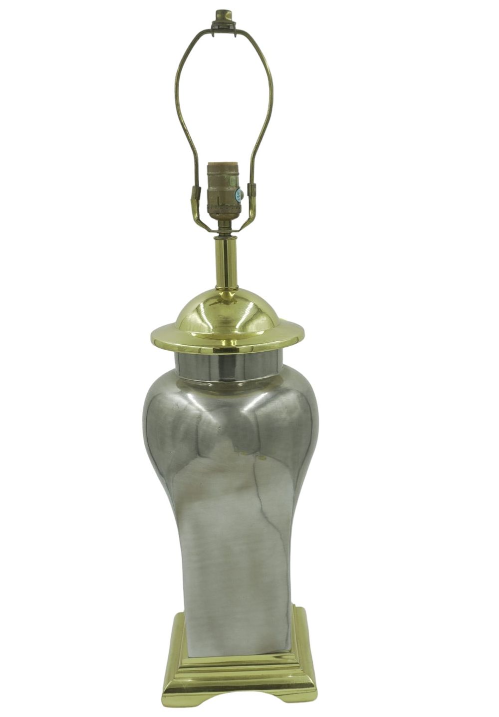 Lot 234: VINTAGE SMOKED CHROME & GOLD TONE CONTEMPORARY TABLE LAMP