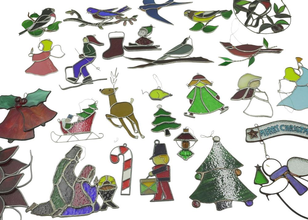 Lot 300: 25 pc STAINED GLASS WINDOW SUNCATCHERS