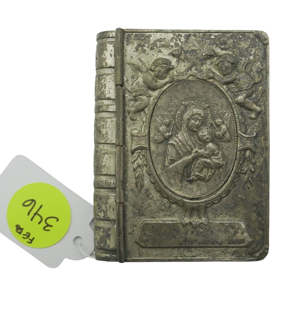 Lot 346: ANTIQUE METAL ROSARY HOLDER