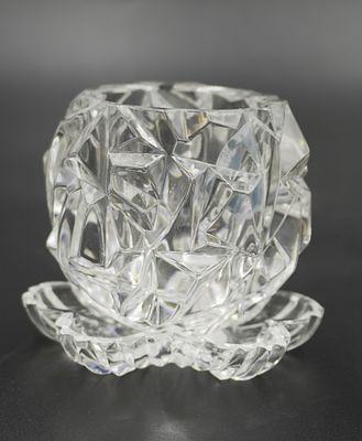 TIFFANY & WATERFORD CRYSTAL VOTIVE & DISH. 1- Tiffany &amp; Co Crystal Candle Votive 3". 2- 