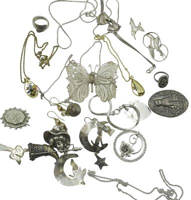 19 PC VINTAGE STERLING JEWELRY PLUS. 19 Piece Sterling Silver Jewelry Plus 1 Pair Alpaca Silver 