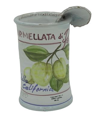 ITALIAN TERRA COTTA MARMELLATA CAN. Italian Terracotta Hand Painted Marmellata Can from Capri. 