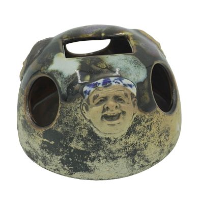 ANTIQUE JAPANESE SUMIDA GAWA POTTERY INCENSE / POT. Early 20th c Japanese Sumida Gawa Pottery 