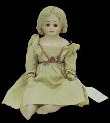 ANTIQUE GERMAN PAPIER MACHE DOLL ORIGINAL DRESS. Antique German Papier Mache (Schilling) Doll 