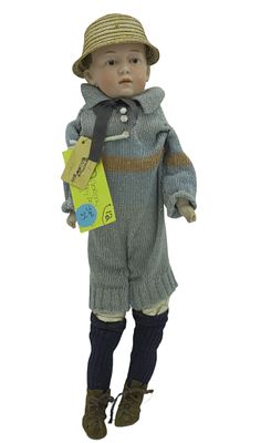 GERMAN GEBRUDER HEUBACH BOY DOLL 18". German Gebruder Heubach Character Boy Doll - Bisque Head 