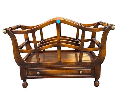 VINTAGE THEODORE ALEXANDER CANTERBURY MAGAZINE RACK. Vintage Theodore Alexander Canterbury Acorn 