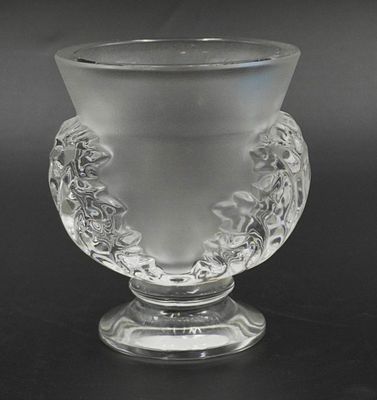 LALIQUE CRYSTAL ST CLOUD VASE. Lalique Crystal St. Cloud Crystal Pedestal Vase. Signed. 4 