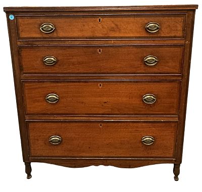 ANTIQUE HEPPLEWHITE 4 DRAWER CHERRY CHEST. Antique American Hepplewhite 4 Drawer Cherry Chest. 