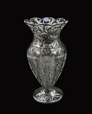 ANTIQUE ART NOUVEAU STERLING SILVER OVERLAY AND ETCHED GLASS VASE. Antique sterling silver and 