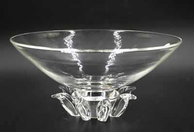 MCM LARGE STEUBEN DONALD POLLARD PEONY BOWL. MCM Large Signed Steuben Donald Pollard Peony Bowl 