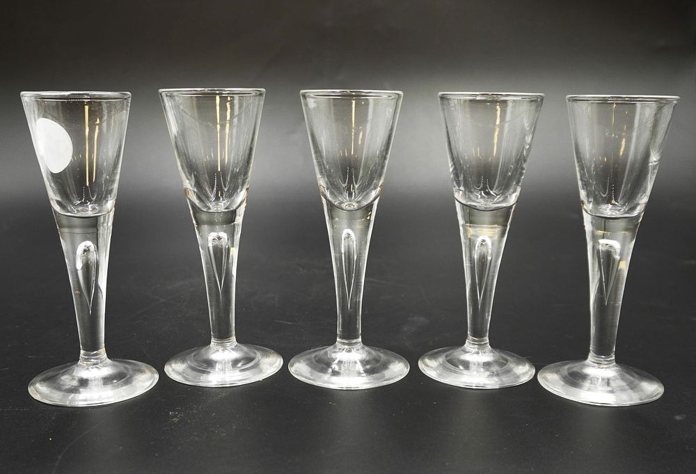 Lot 54: 5 MCM STEUBEN CORDIAL GLASSES #7924
