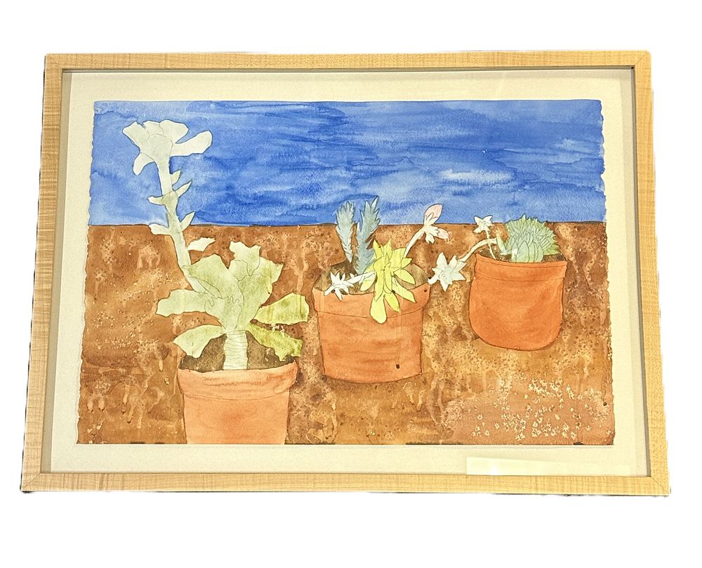 Lot 80: FRAMED ORIGINAL WATERCOLOR SUCCULENTS
