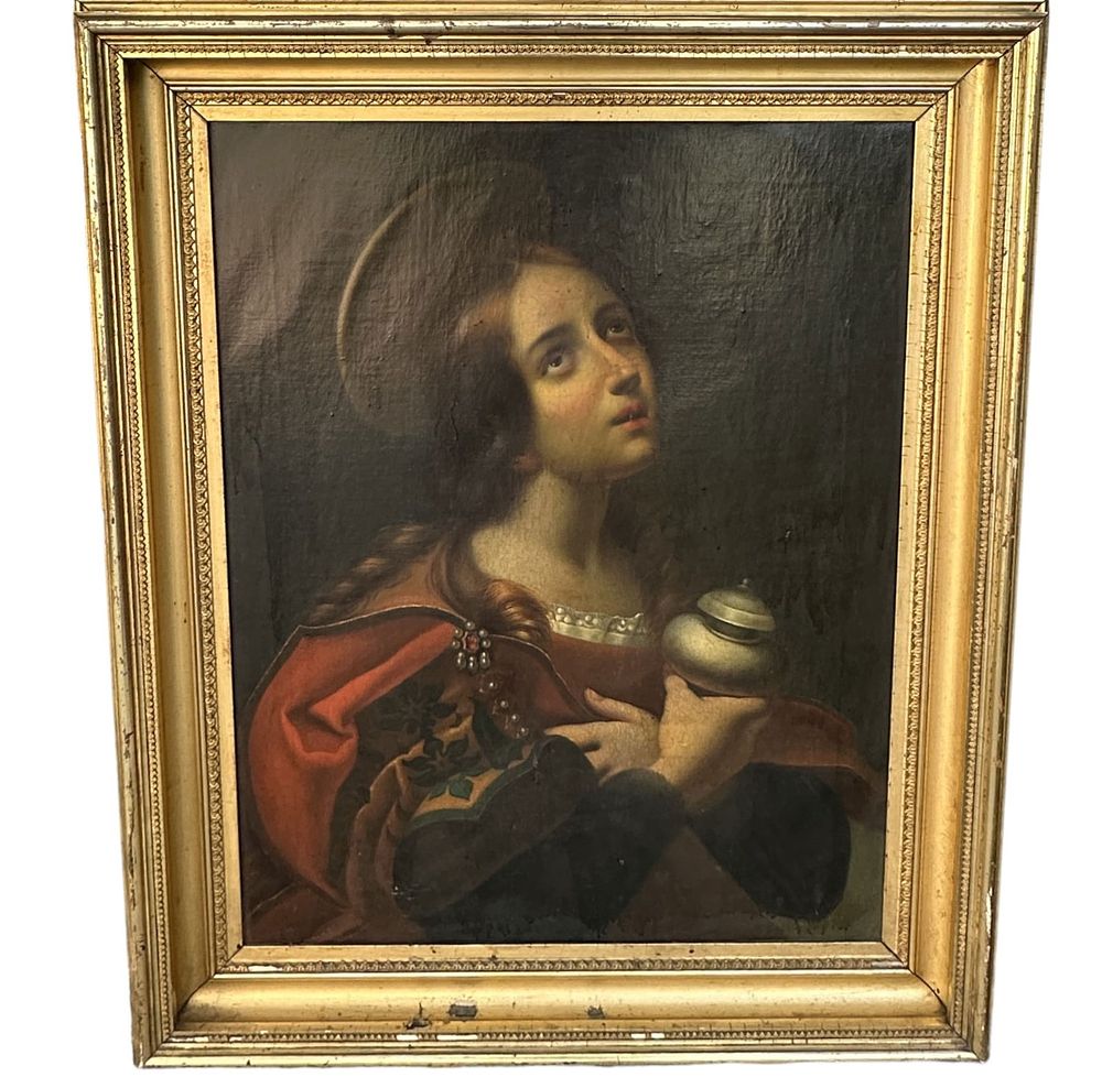 Lot 84: 19TH C CARLO DOLCI ITALIAN OIL PAINTING MADONNA REPRODUCTION