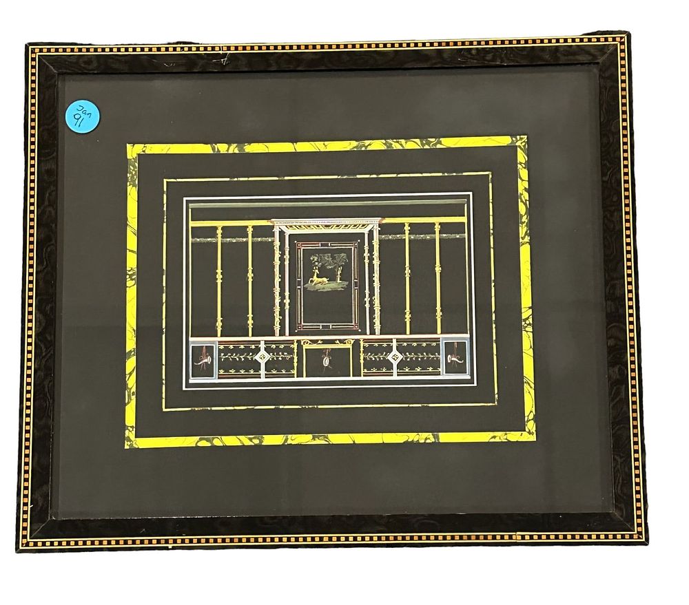 Lot 91: VINTAGE DETAILED ITALIAN GOUACHE PRINT