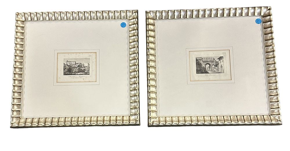 Lot 97: 2 ANTIQUE FRAMED PRINTS C. 1800 SILVER LEAF
