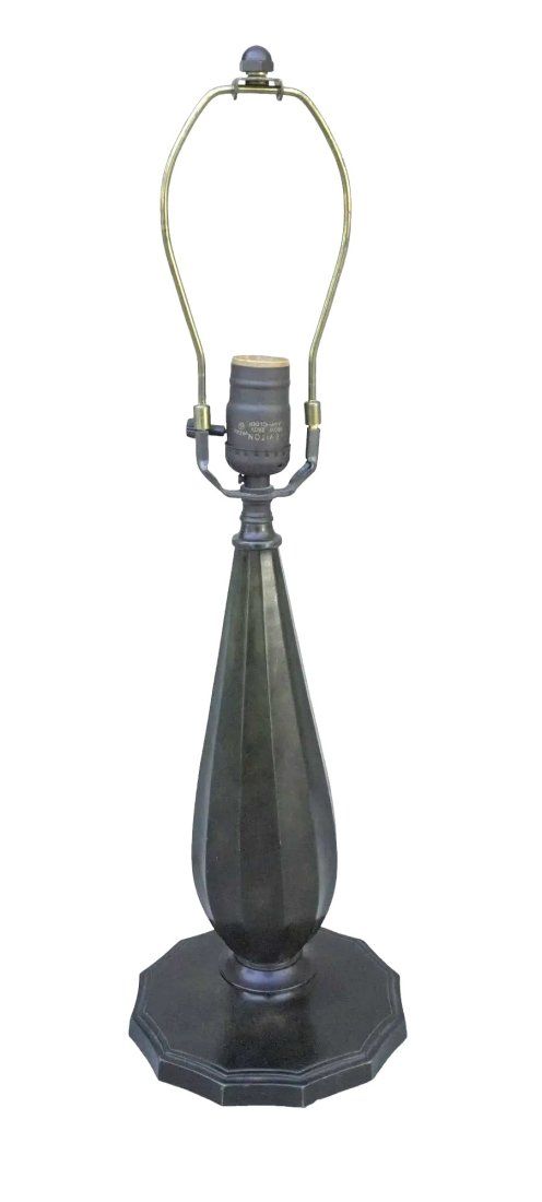 Lot 107: JUST ANDERSEN 1930's DANISH BRONZE/DISKO METAL TABLE LAMP