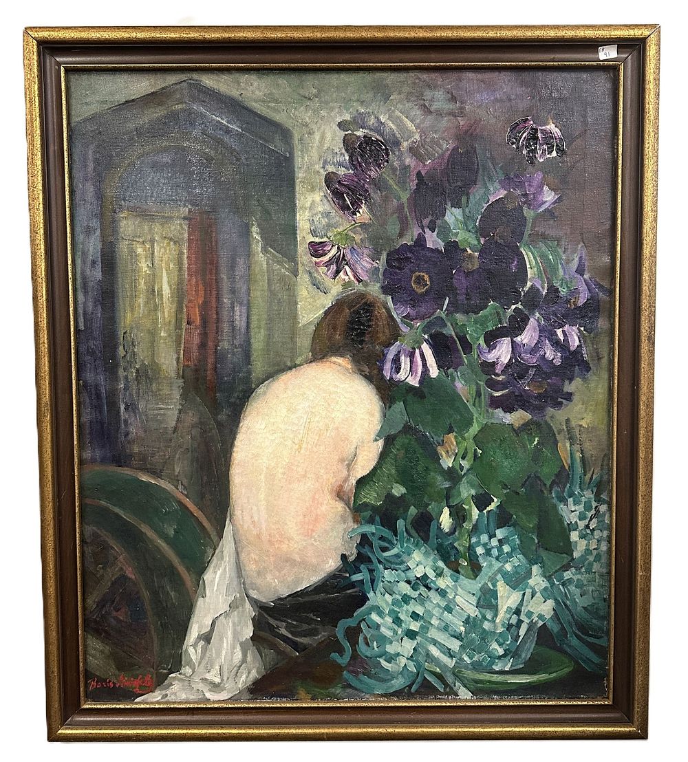 Lot 114: BORIS ANISFELD (RUSSIAN 1878-1973) WOMAN IN GARDEN