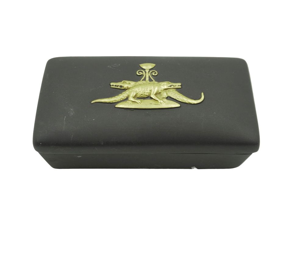 Lot 125: RARE WEDGWOOD BASALT CROCODILE BOX