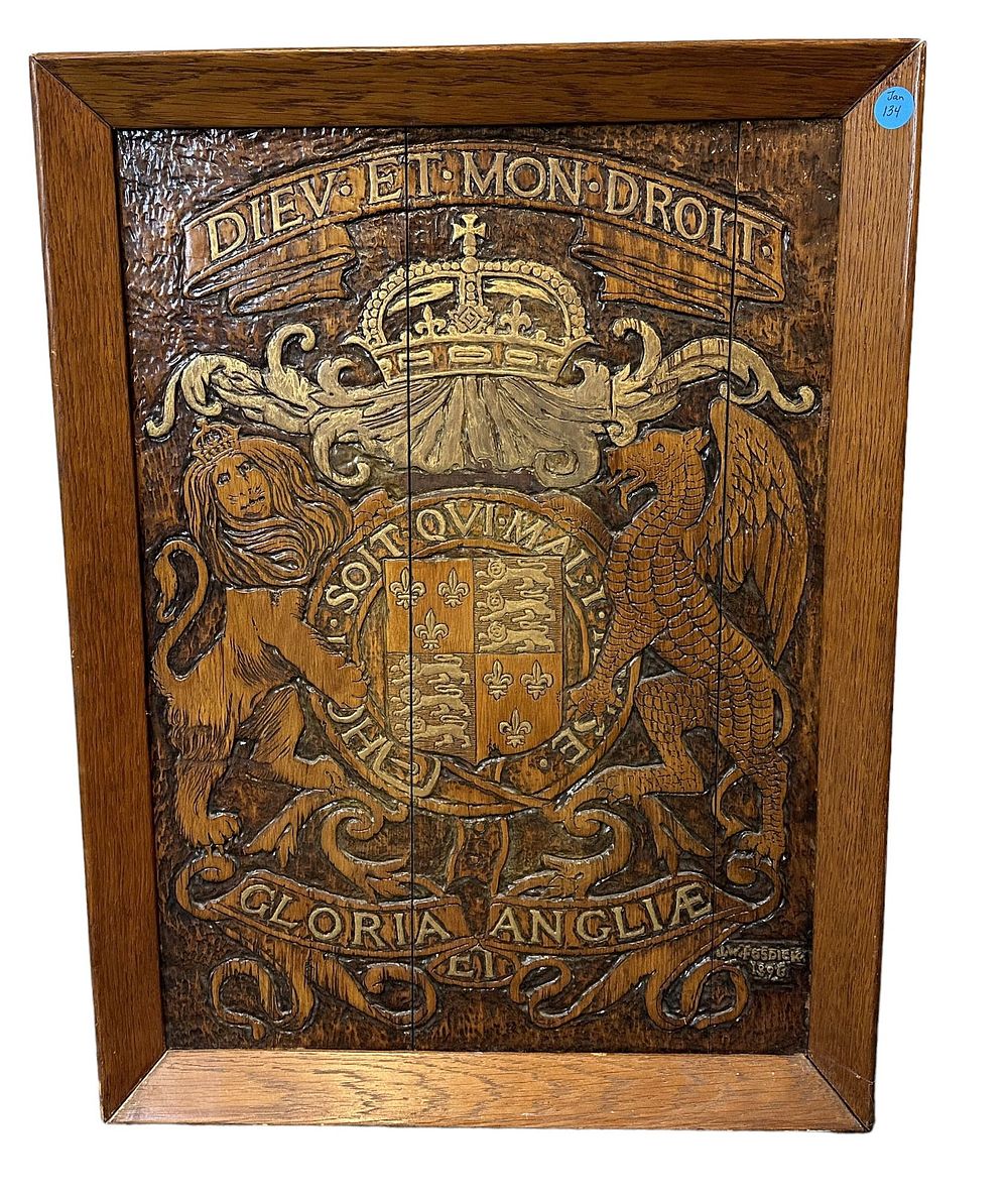 Lot 134: FINE 1896 JAMES WILLIAM FOSDICK FIRE ETCHED PANEL