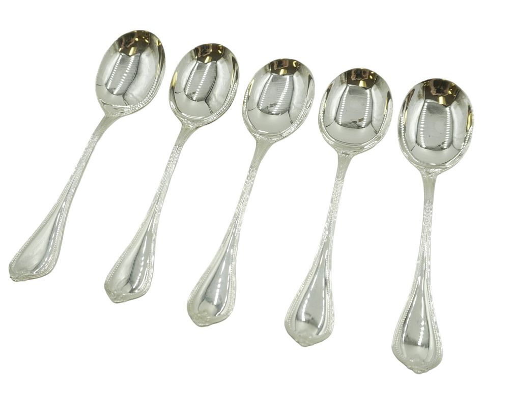 Lot 144: 5 TOWLE STERLING OLD NEWBURY CREAM SOUP SPOONS