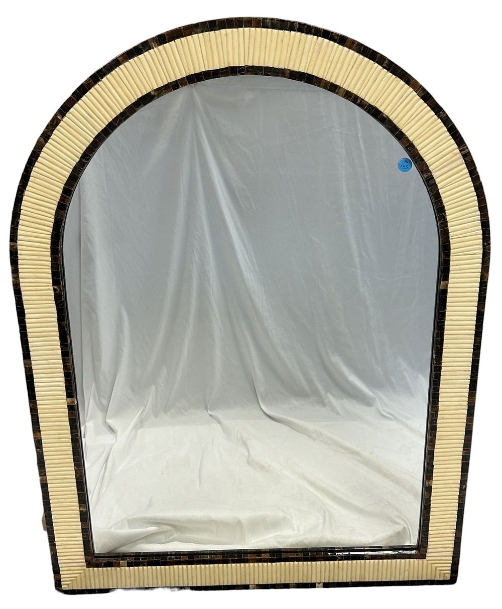 Lot 145: LARGE MOROCCAN BONE & HORN INLAID MIRROR