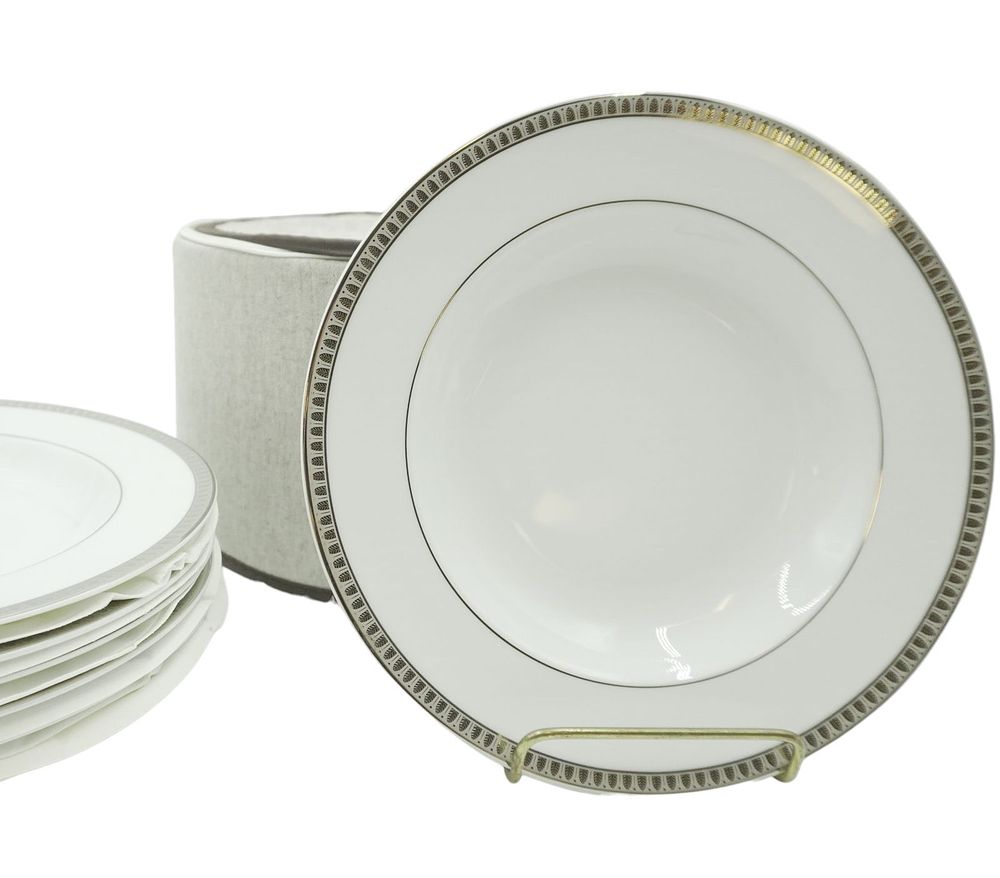 Lot 201: 7 CHRISTOLFE MALMAISON PLATINUM RIM SOUP BOWLS