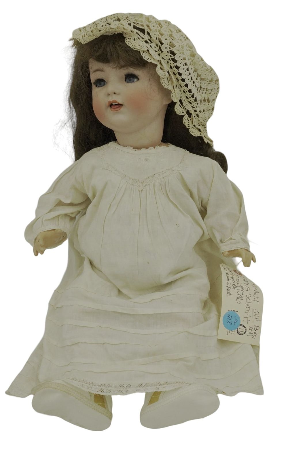 Lot 218: ANTIQUE FRANZ SCHMITT BISQUE HEAD DOLL 1296