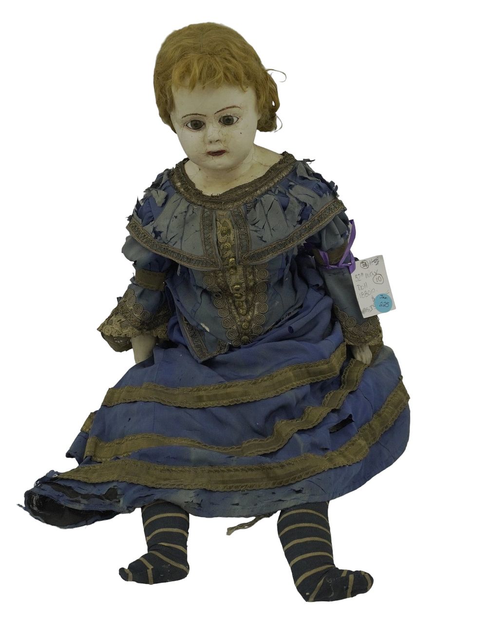 Lot 225: LARGE ANTIQUE WAX DOLL C 1880