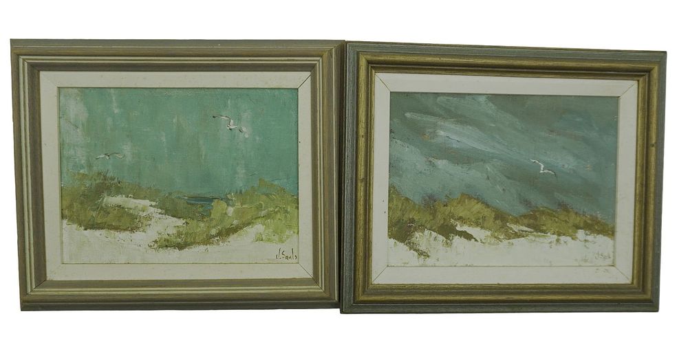 Lot 228: PAIR JEAN LAY SAULS (1921-2011) COASTAL SEASCAPES