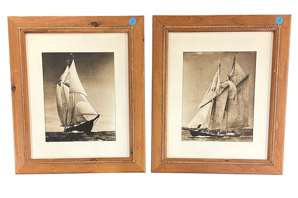 Lot 230: 2 ANTIQUE SAILING SHIP PHOTOGRAPHS IN CHERRY FRAMES