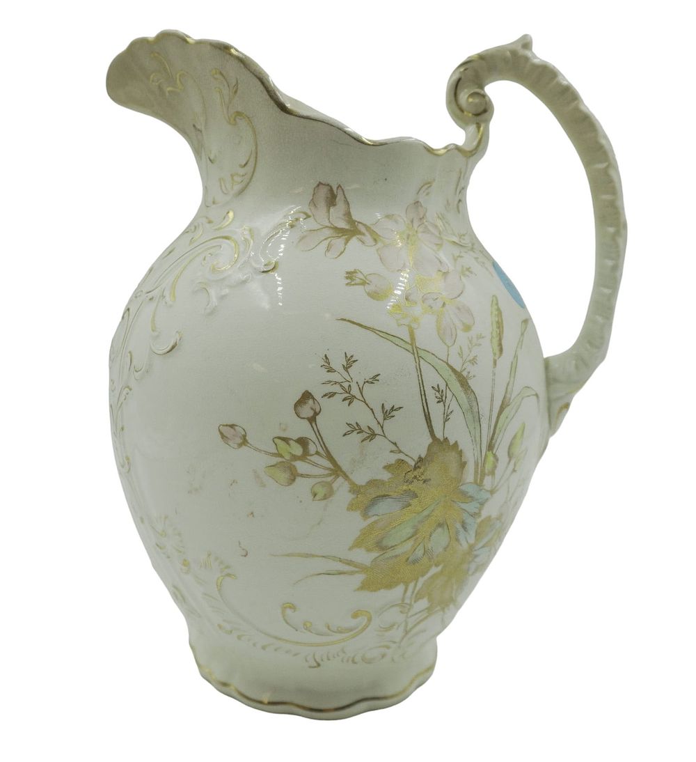 Lot 245: LARGE ANTIQUE AMERICAN DRESDEN PITCHER